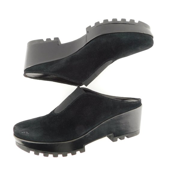 DONALD J PLINER Black Suede Leather Platform Wedge Slide Mules 7.5 - Picture 5 of 8